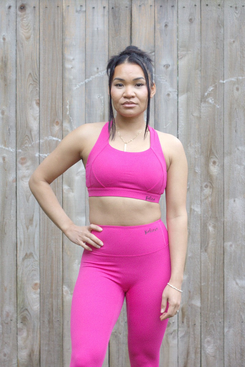 hot pink gym bras for women workout