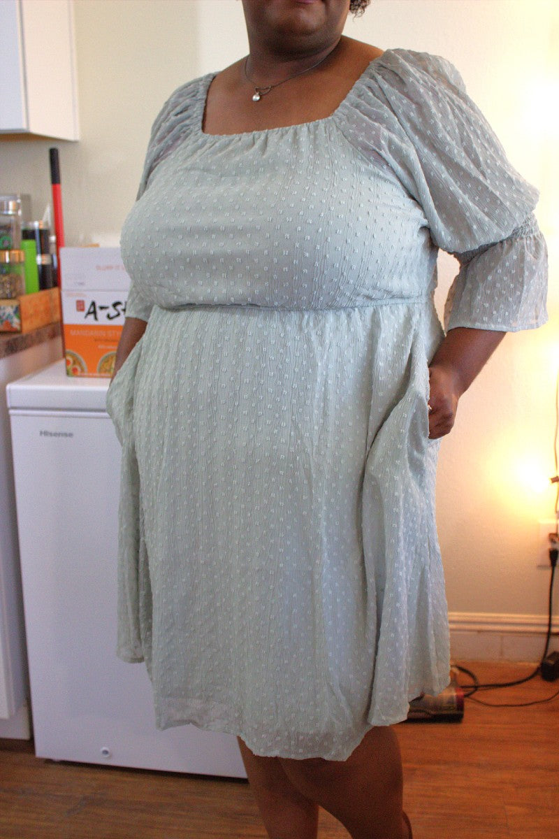 plus size swiss dot 3d knee length summer dress