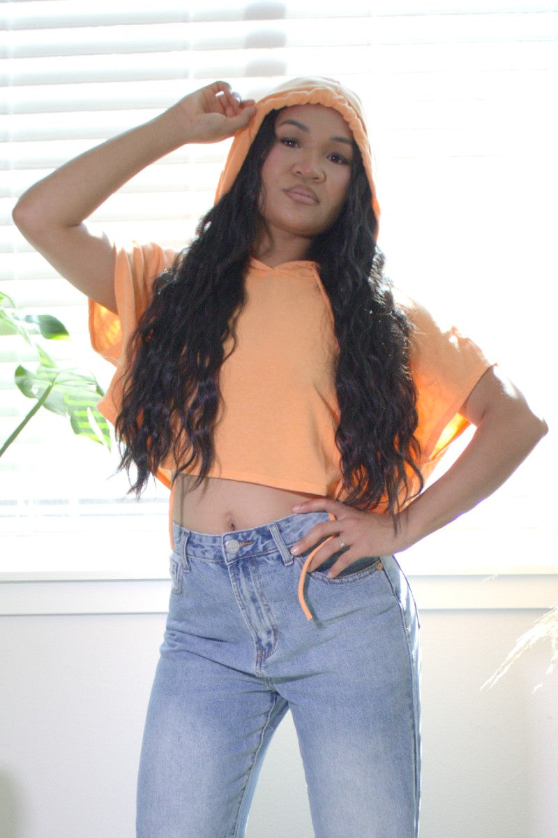 women sports cropped hoodie top