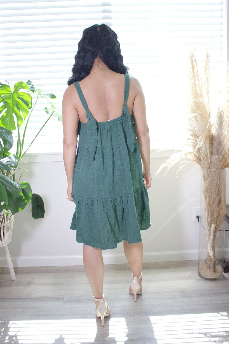 tiered ruffle knee length dress