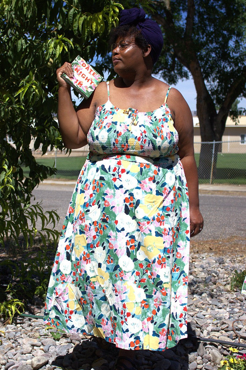 women's plus size floral tie smocked tank summer dress