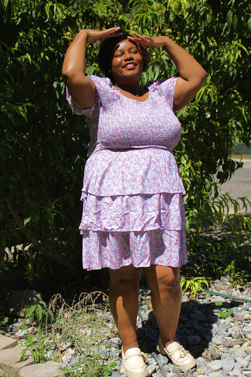 Women's Plus Size Square Neckline Floral Ruffle Tiered Summer Dress –  Message on Cloth