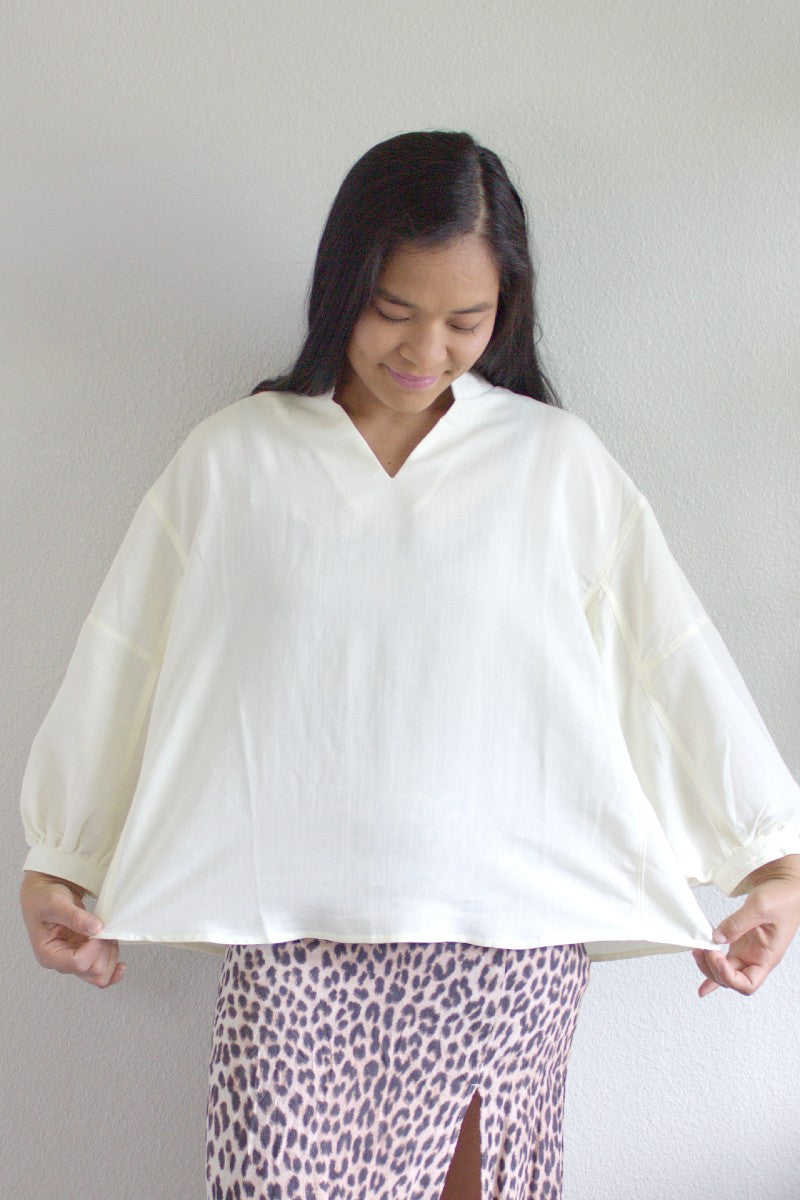 women's white loose fit blouse